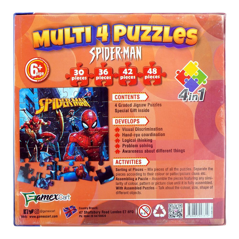 Multi 4 Puzzles 4 - In - 1 Spider - Man - DENIMS - Board Games - 