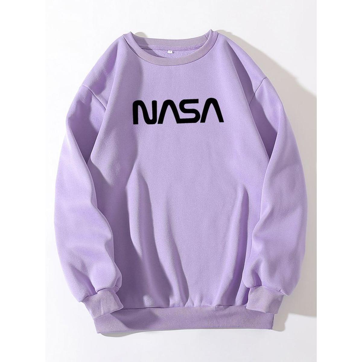 Nasa Purple Fleece Full Sleeves Pull Over Sweatshirt For Women - DENIMS - Hoodies & Sweatshirts - 