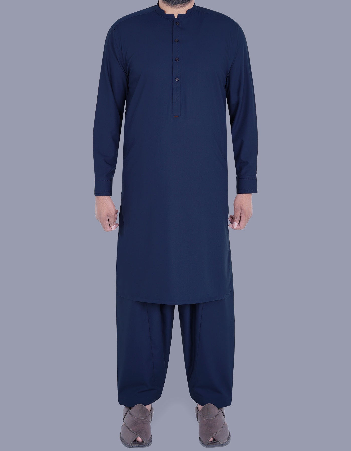 Navy Blue Basic Shalwar Kameez - DENIMS - Shalwar Kameez - 