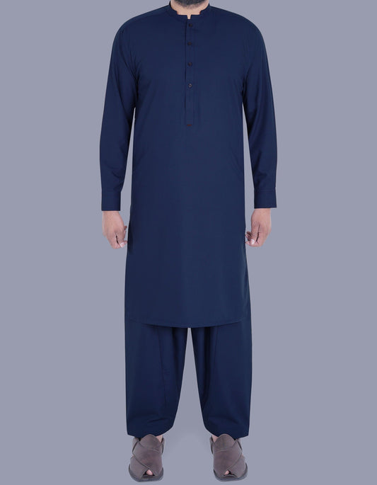 Navy Blue Basic Shalwar Kameez - DENIMS - Shalwar Kameez - 