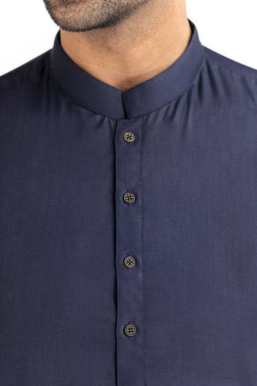 Navy Blue Basic Shalwar Kameez - DENIMS - Shalwar Kameez - 