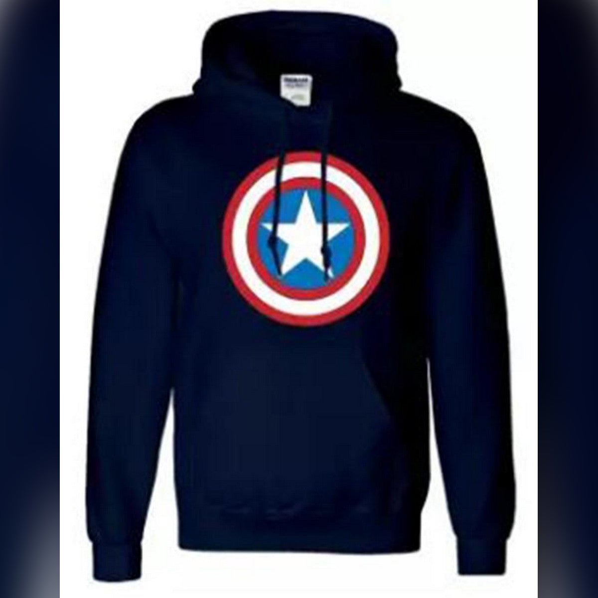 Navy Blue Cotton Printed Captain America Hoodie For Men - DENIMS - Hoodie & Sweatshirt - 