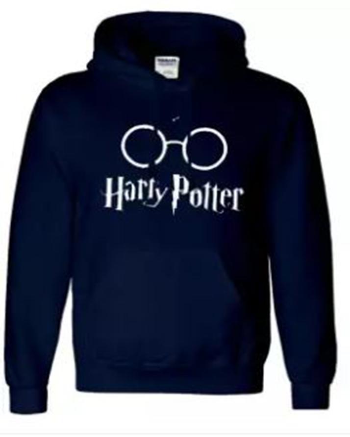 Navy Blue Cotton Printed Harry Potter Hoodie For Men - DENIMS - Hoodie & Sweatshirt - 