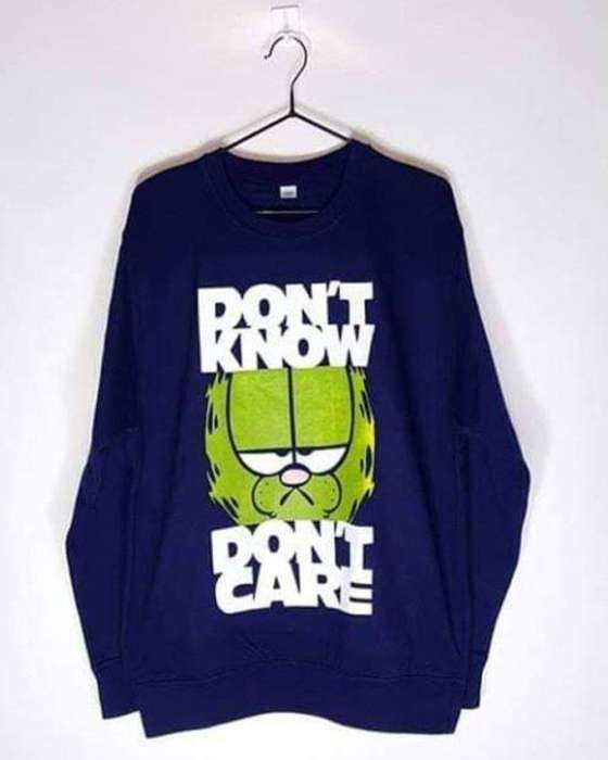 Navy Blue Dont Know Dont Care Printed Sweat shirt For Women - DENIMS - Hoodies & Sweatshirts - 