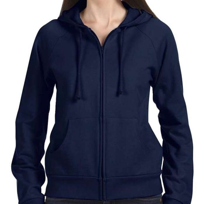 Navy Blue Fleece Zipper Hoodie For womens - DENIMS - Hoodies & Sweatshirts - 