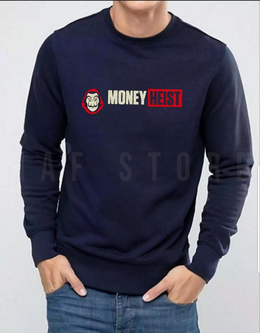 Navy blue Money Heist Printed Sweatshirt for Men - DENIMS - Hoodie & Sweatshirt - 