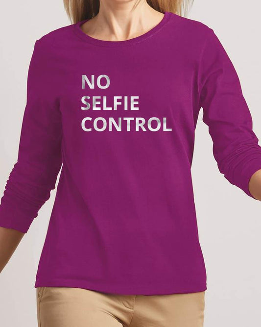 No Selfie Control New Fashion Purple High Graphic Round Neck T - shirt For - DENIMS - Tops & T - Shirts - 