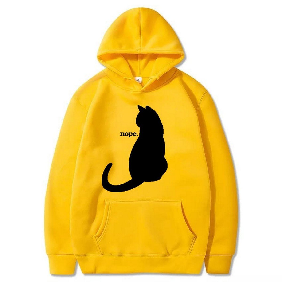Nope Cat Printed Fleece Full Sleeves Pull Over Hoodie For Women - DENIMS - Hoodies & Sweatshirts - 