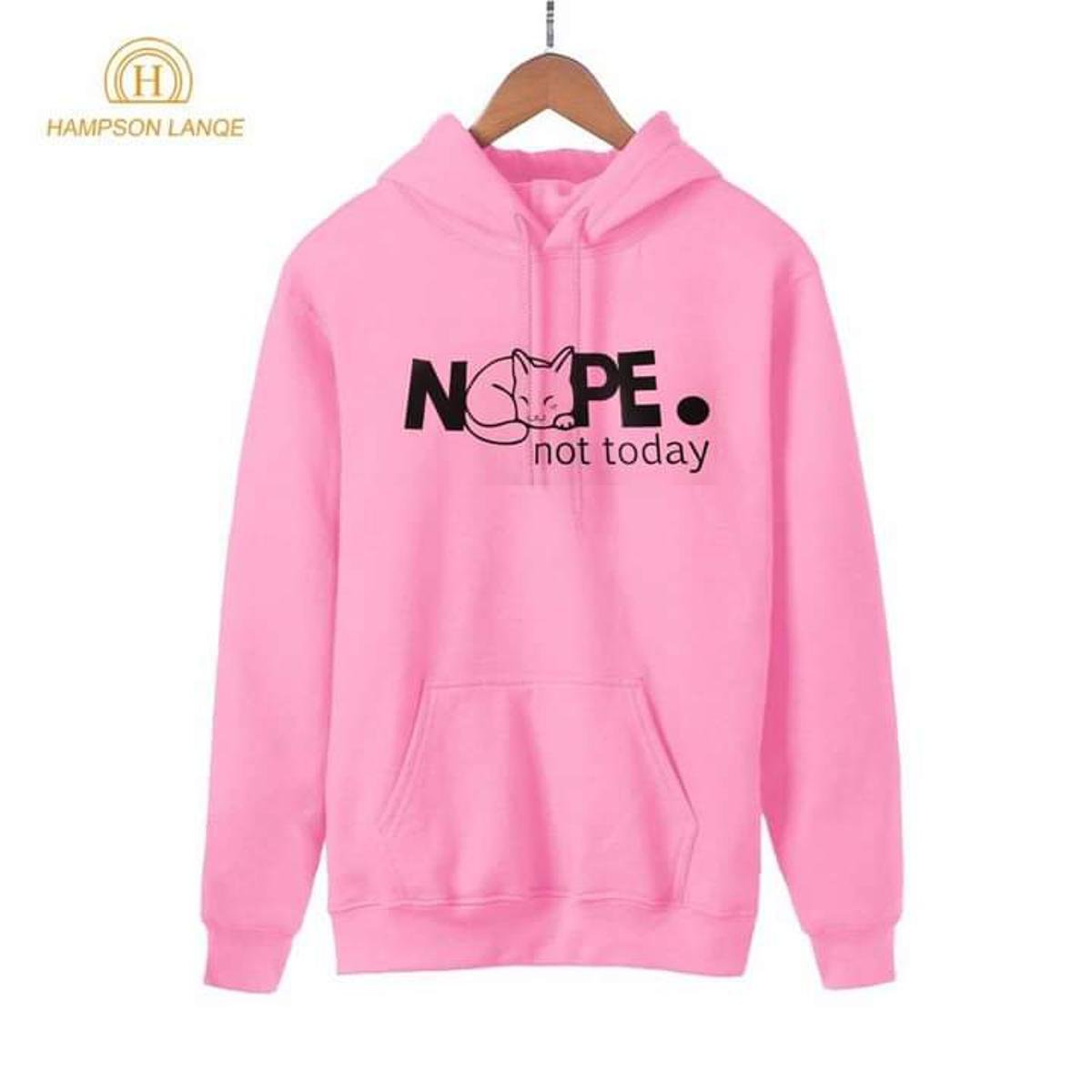 Nope Not Today Printed Fleece Full Sleeves Pull Over Hoodie For Women - DENIMS - Hoodies & Sweatshirts - 