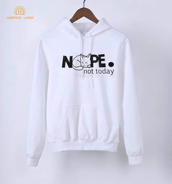 Nope Not Today Printed Fleece Full Sleeves Pull Over Hoodie For Women - DENIMS - Hoodies & Sweatshirts - 