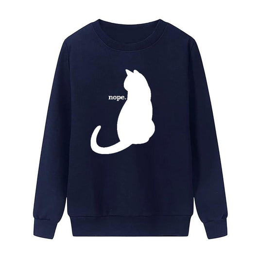 Nope Printed Fleece Full Sleeves Pull Over Sweatshirt For Women - DENIMS - Hoodies & Sweatshirts - 