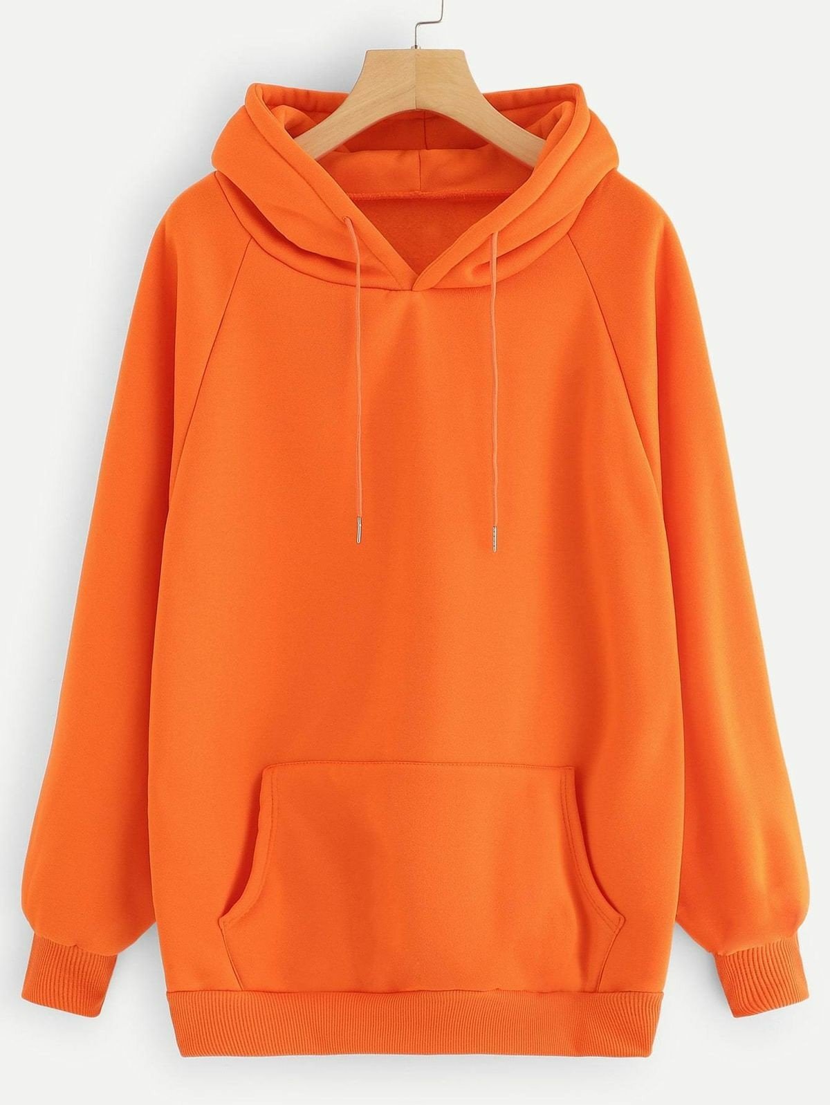 Orange Plain Fleece Full Sleeves Pull Over Hoodie - DENIMS - Hoodies & Sweatshirts - 