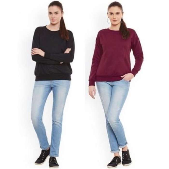 Pack of 2 Black and Mahroon sweat shirt For Womens - DENIMS - Hoodies & Sweatshirts - 
