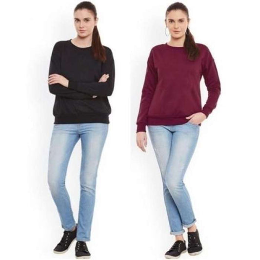 Pack of 2 Black and Mahroon sweat shirt For Womens - DENIMS - Hoodies & Sweatshirts - 
