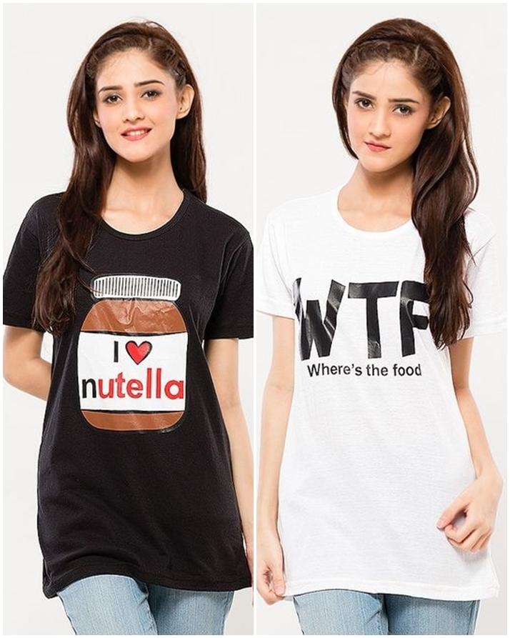 Pack of 2 - Black and White Printed T - Shirt For Her - DENIMS - Tops & T - Shirts - 