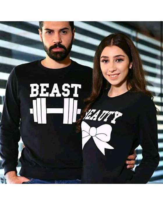 PACK OF 2 BLACK BEAST AND BEAUTY SWEATSHIRT FOR COUPLE - DENIMS - Hoodies & Sweatshirts - 