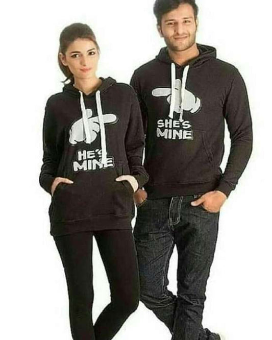 PACK OF 2 BLACK HE/SHE IS MINE SWEATSHIRT FOR COUPLE 603 - DENIMS - Hoodies & Sweatshirts - 