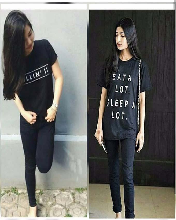 Pack Of 2 - Black Killing It Eat A Lot Sleep A Lot Cotton Printed T - Shirts - DENIMS - Tops & T - Shirts - 