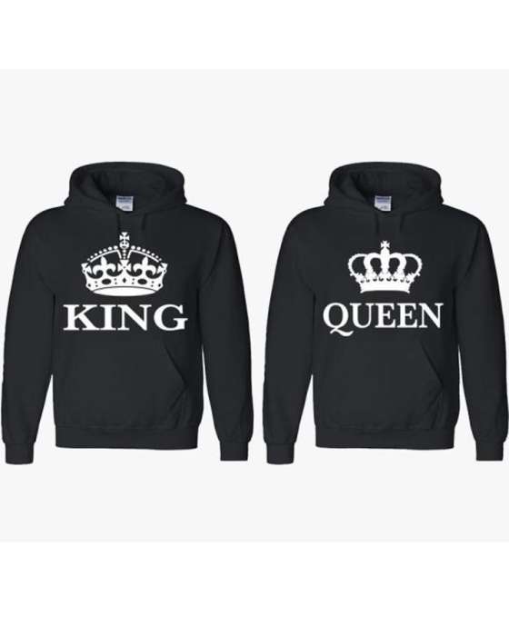 Pack Of 2 Black King Queen Print Hoodie - DENIMS - Hoodies & Sweatshirts - 