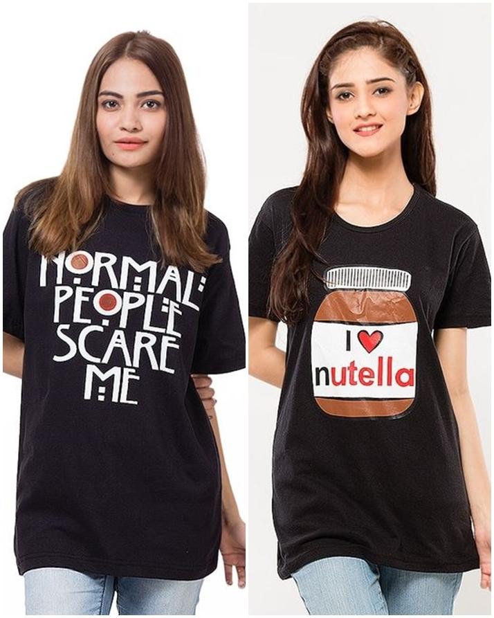 Pack of 2 - Black Printed T - Shirt For Her - DENIMS - Tops & T - Shirts - 