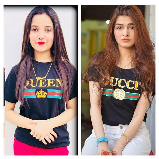 Pack of 2 - Black Queen and Black Gcci Printed T - shirt For Womens - DENIMS - Tops & T - Shirts - 