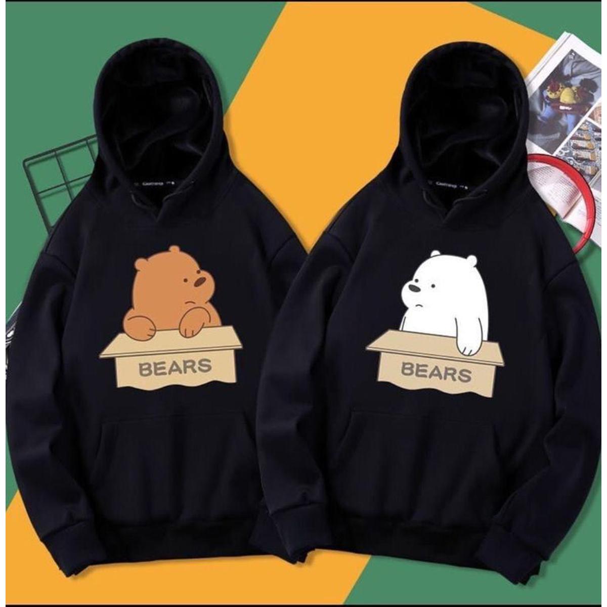 Pack Of 2 Cute Bears Printed Winter Fleece Full Seeves Hoodie For Women - DENIMS - Hoodies & Sweatshirts - 