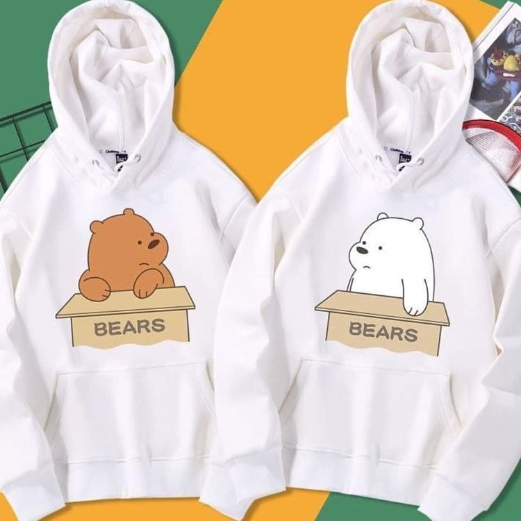 Pack Of 2 Cute Bears Printed Winter Fleece Full Seeves Hoodie For Women - DENIMS - Hoodies & Sweatshirts - 
