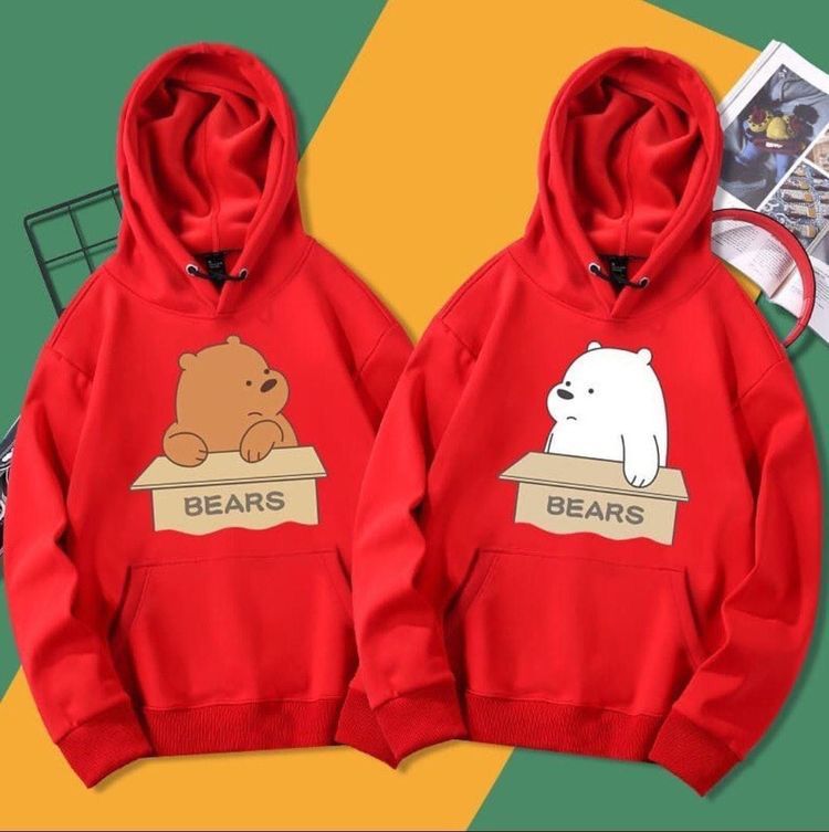 Pack Of 2 Cute Bears Printed Winter Fleece Full Seeves Hoodie For Women - DENIMS - Hoodies & Sweatshirts - 