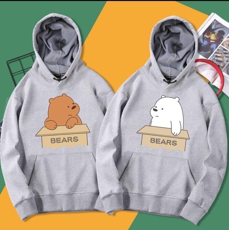 Pack Of 2 Cute Bears Printed Winter Fleece Full Seeves Hoodie For Women - DENIMS - Hoodies & Sweatshirts - 