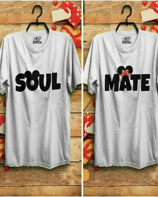 Pack Of 2 - Grey Cotton Printed T - Shirts For Couples - DENIMS - Tops & T - Shirts - 