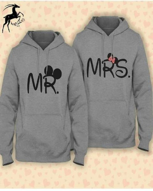 Pack Of 2 Grey Mr Mrs Printed hoodie FOr Both - DENIMS - Hoodies & Sweatshirts - 