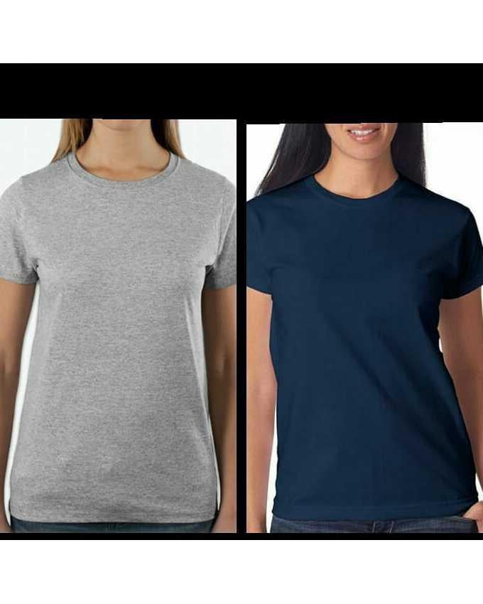 Pack of - 2 Light Grey and Navy Blue Basic Tshirts For Women - DENIMS - Tops & T - Shirts - 