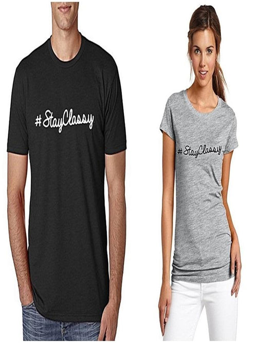 Pack Of 2 - Multicolor Cotton Printed T - Shirts For Couple - DENIMS - Tops & T - Shirts - 