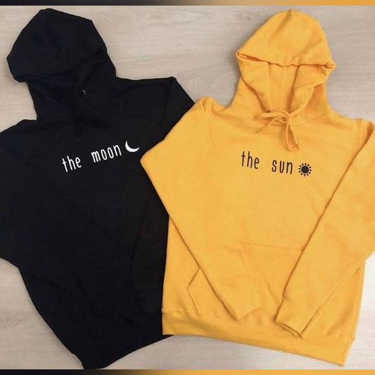 Pack Of 2 The Sun And Moon Fleece Full Sleeves Pull Over Hoodie For Women - DENIMS - Hoodies & Sweatshirts - 
