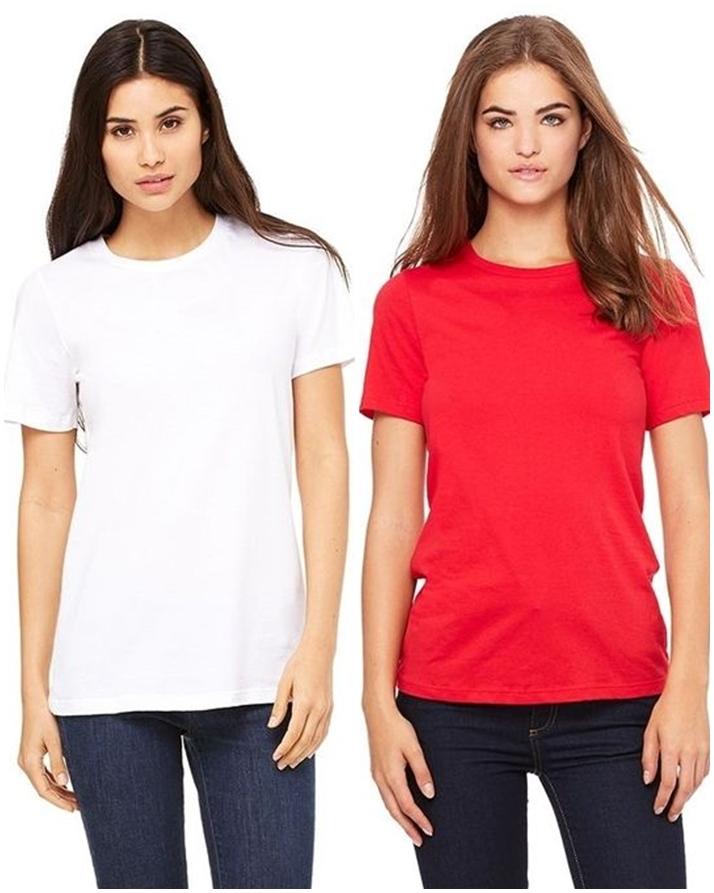 Pack of 2 - White and Red Cotton T - shirts For Women - DENIMS - Tops & T - Shirts - 