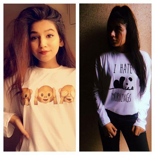 Pack of 2 - White Emojis and I Hate Mornings Printed T - shirts For Her - DENIMS - Tops & T - Shirts - 