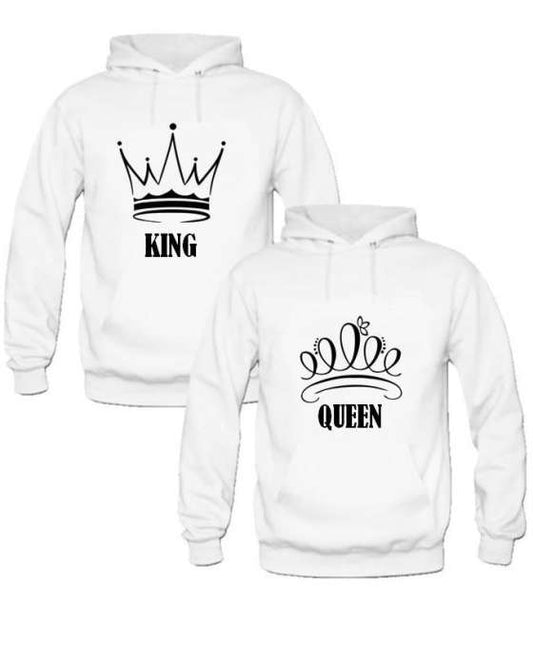 Pack Of 2 White King Queen Printed Hoodie For Both - DENIMS - Hoodies & Sweatshirts - 