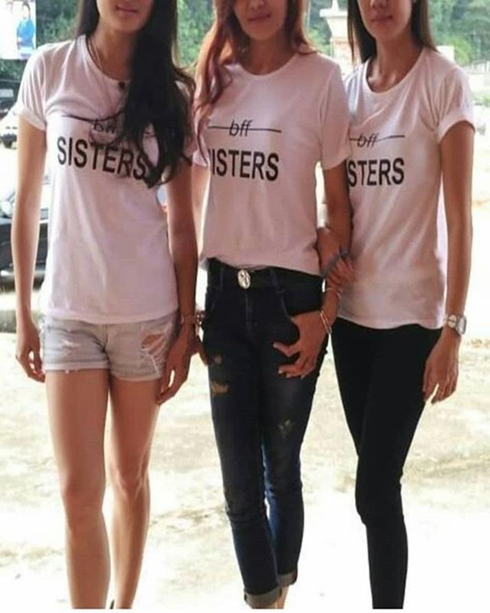 Pack Of 3 - Bff Sisters Printed T - Shirts For Her - White - DENIMS - Tops & T - Shirts - 