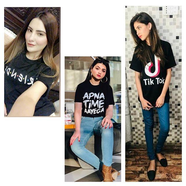 Pack of 3 - Black Friends Black Apna Time Ayega and Black Tik Tok Printed T - Shirt - DENIMS - Tops & T - Shirts - 