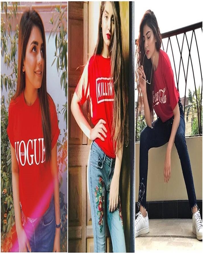 Pack Of 3 - Red Cotton Printed T - Shirt For Women - DENIMS - Tops & T - Shirts - 