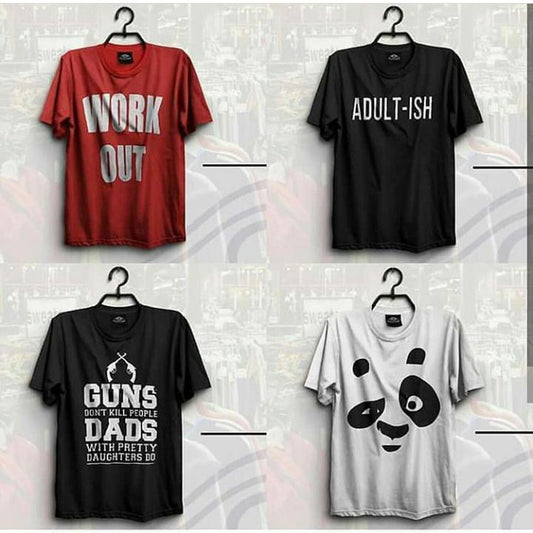 Pack of - 4 Multicolor Cotton Printed Tshirts - DENIMS - Tops & T - Shirts - 