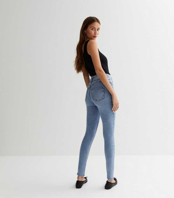 Pale Blue Lift & Shape High Waist Yazmin Skinny Jeans - DENIMS - Jeans - 