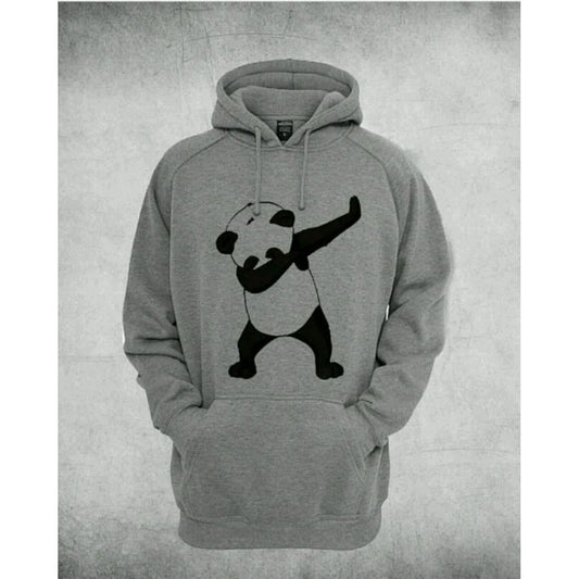 Panda Dab Grey Fleece Printed Hoodie for Women. - DENIMS - Hoodie & Sweatshirt - 