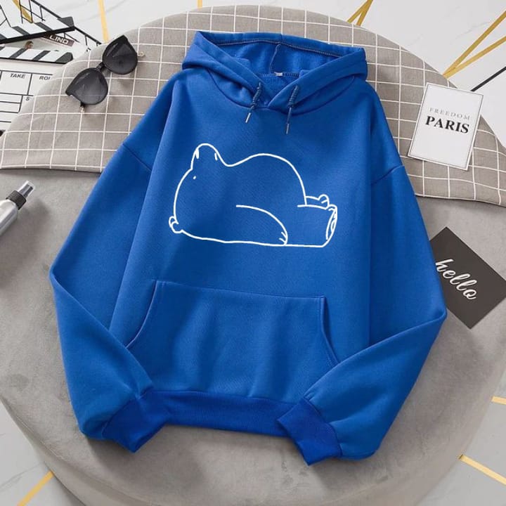 Panda Fleece Full Sleeves Pull Over Hoodie For Women - DENIMS - Hoodies & Sweatshirts - 