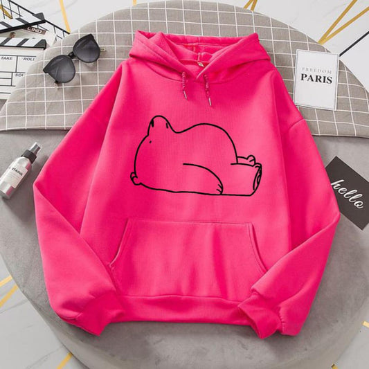 Panda Fleece Full Sleeves Pull Over Hoodie For Women - DENIMS - Hoodies & Sweatshirts - 