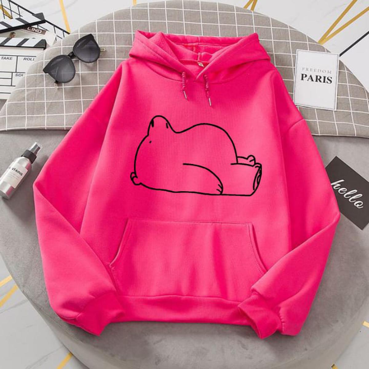 Panda Fleece Full Sleeves Pull Over Hoodie For Women - DENIMS - Hoodies & Sweatshirts - 