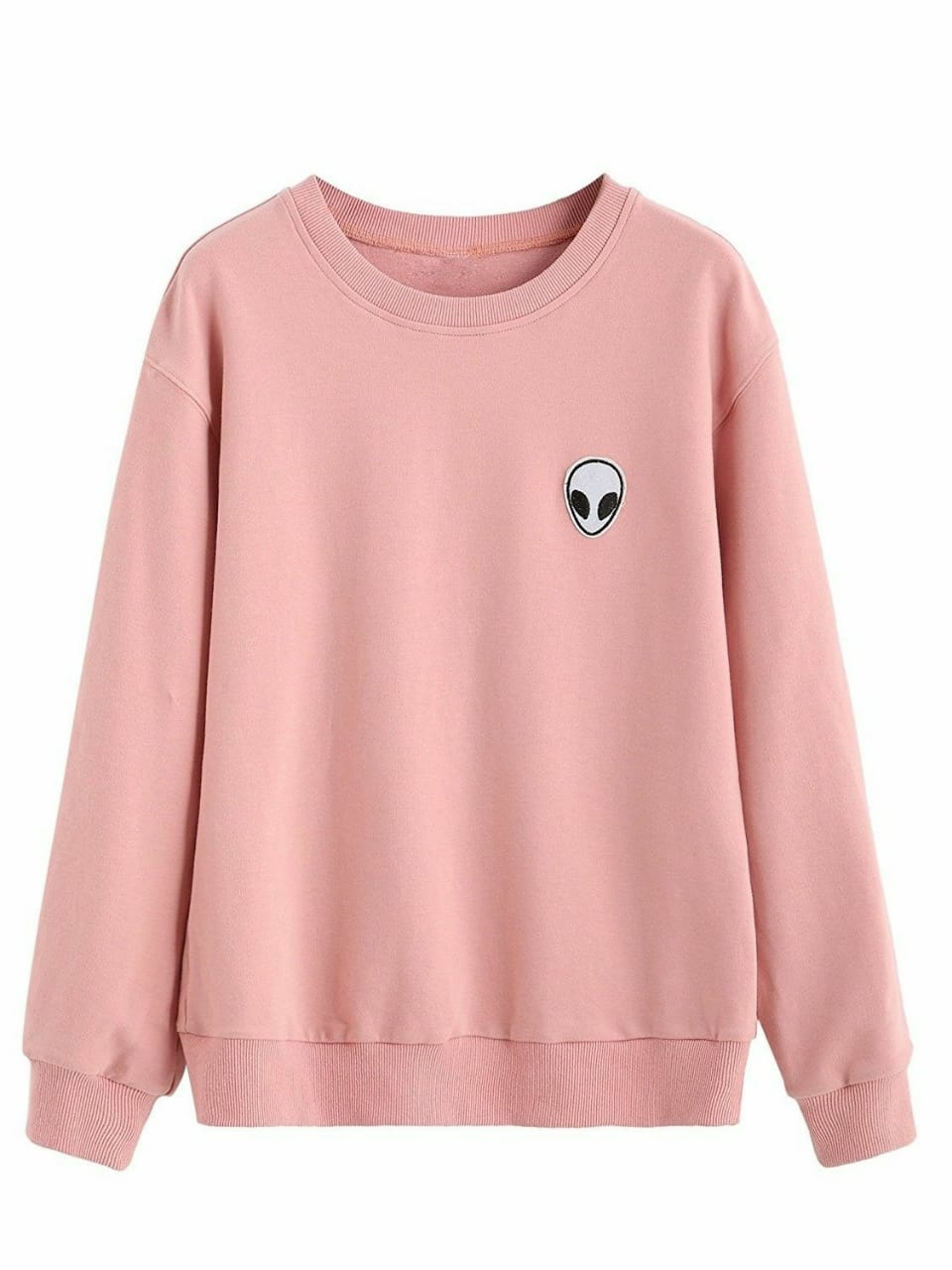 Pink Alien Fleece Full Sleeves Pull Over Sweatshirt For Women - DENIMS - Hoodies & Sweatshirts - 