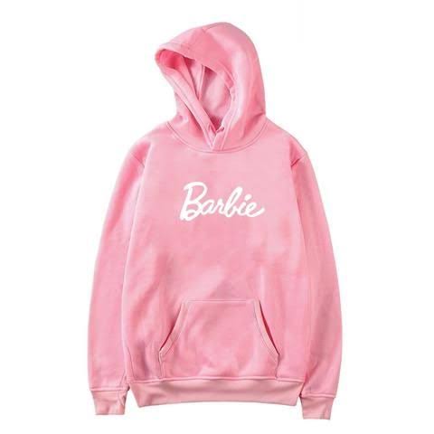 Pink Barbe Fleece Full Sleeves Pull Over Hoodie For Women - DENIMS - Hoodies & Sweatshirts - 