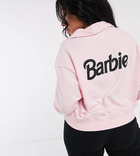 Pink Barbe Printed Fleece Full Sleeves Pull Over Hoodie For Women - DENIMS - Hoodies & Sweatshirts - 