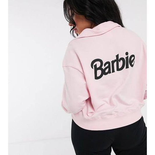 Pink Barbe Printed Fleece Full Sleeves Pull Over Hoodie For Women - DENIMS - Hoodies & Sweatshirts - 